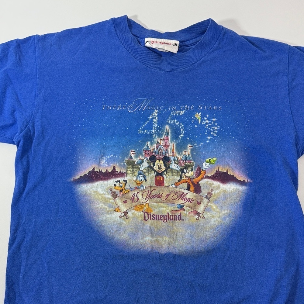 Vintage Disney 45th Anniversary Royal Blue Kids T-Shirt with Castle Design - Picture 5 of 8